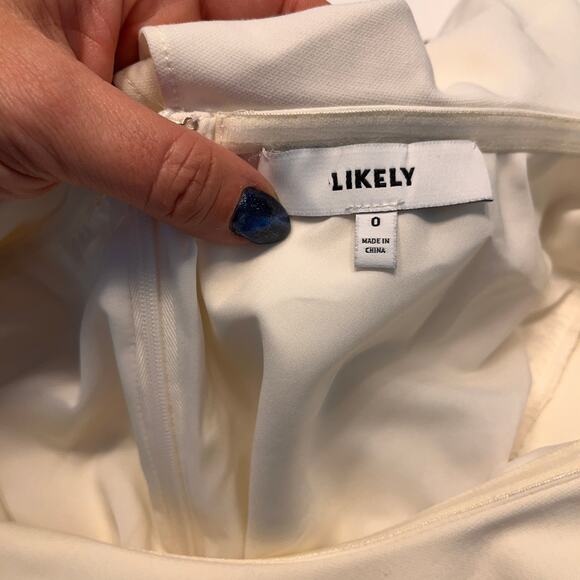 Likely White Draped Ruffle Overlay Georgina Mini Dress Size 0 - Picture 8 of 12